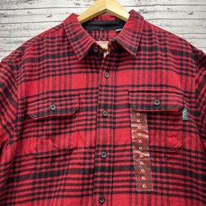 Woolrich Flannel Shirt Men's XL Red Grid Plaid Long Sleeves Thick Shacket NEW